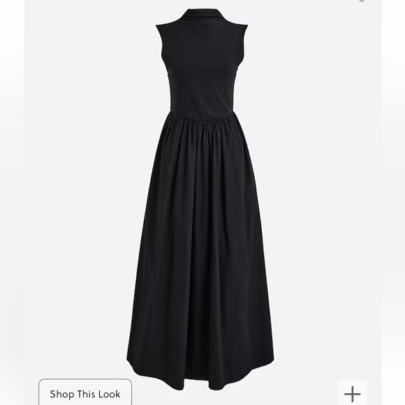 J. Crew Bestseller Mockneck Dress with Poplin Skirt Black Various BY263 - Picture 5 of 13